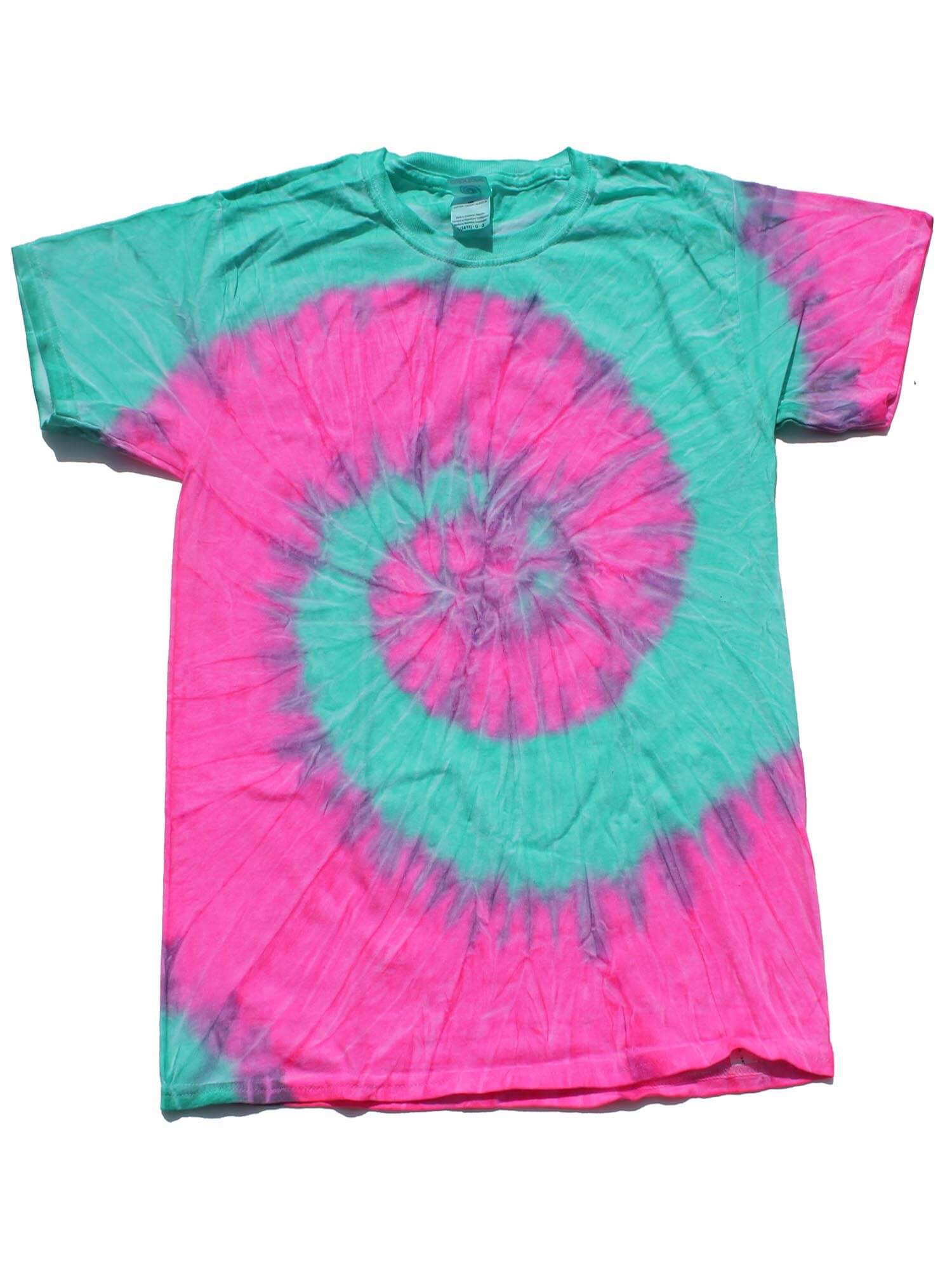 Mint Pink Spiral Tie Dye T-Shirts Kids