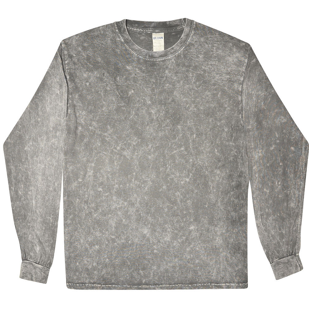 Grey Vintage Mineral Wash Long Sleeve Shirts
